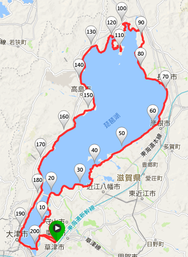 とりあえず時計回りで組んで見た琵琶湖一周のコース