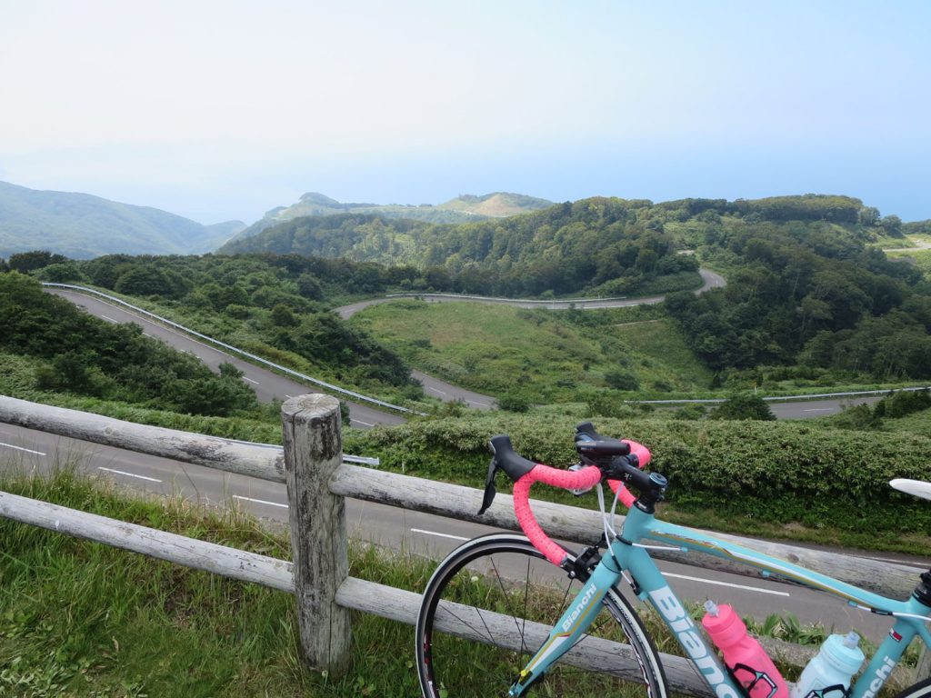 登ってきた道が見える